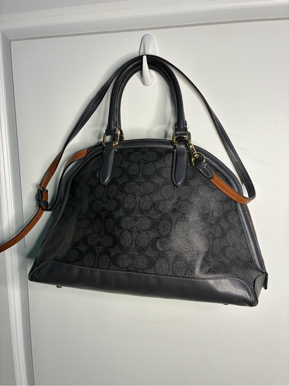 Coach Black and Brown Signature Satchel